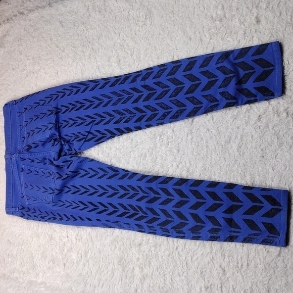𝅺Current/Elliott Cobalt Blue Chevron Five Pocket Low Rise Ankle Skinny Jeans - Picture 8 of 11